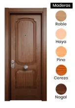 Puerta Entrada Blindada Maciza de Seguridad Madera Roble Natural