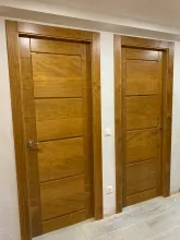 puertas maderas macizas estilo rústico tablas horizontales color nogal